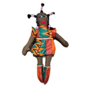 Black History Month Handmade East African Cloth Doll In Kitenge/Kente